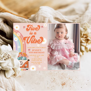 Convites O Arco-Íris 5 é um Aniversário do 5 Vibe Groovy