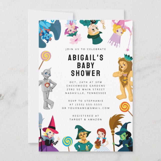 Convites O Assistente do Chá de fraldas de Caracteres Oz (Frente)