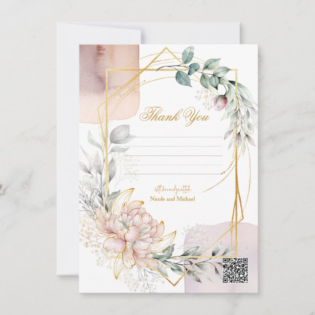 Convites O Aureate Quadro Malva Floral Verde Casamento  (Frente)