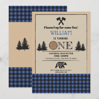 Convites O azul da festa de aniversário UMA do lenhador