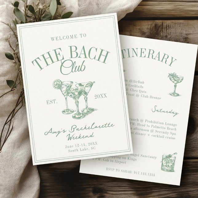 Convites O Bach Club Vintage Bachelorette Ititerary (Criador carregado)
