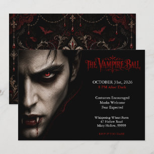Convites O Baile de Vampiros Festa de Halloween Gótica