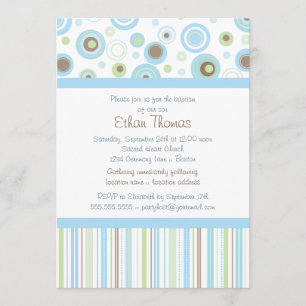 Convites O baptismo doce das bolinhas do bebé do verde azul