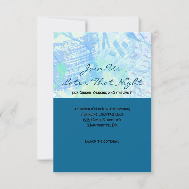 Convites O Bar DE HISTÓRIA Bat Mitzvah Party Card (Frente)