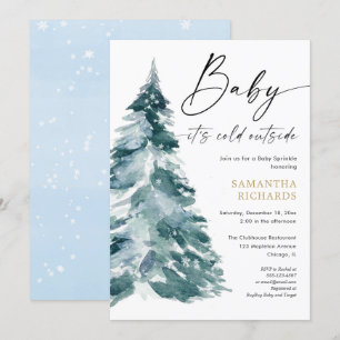 Convites O bebê azul de inverno borrifa está frio fora do