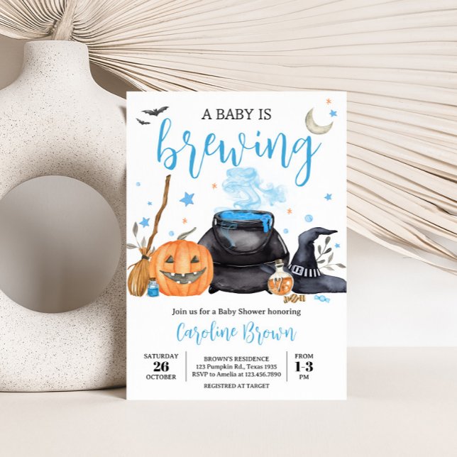 Convites O Bebê Azul está criando Chá de fraldas de Dia das (Baby is Brewing Baby Shower Invitation
)