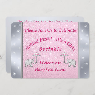 Convites O bebé cor-de-rosa agradado feito sob encomenda