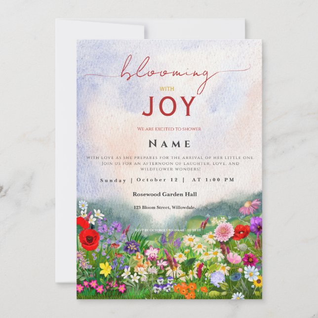 Convites O bebê de flor selvagem no sangue é neutro (Frente)