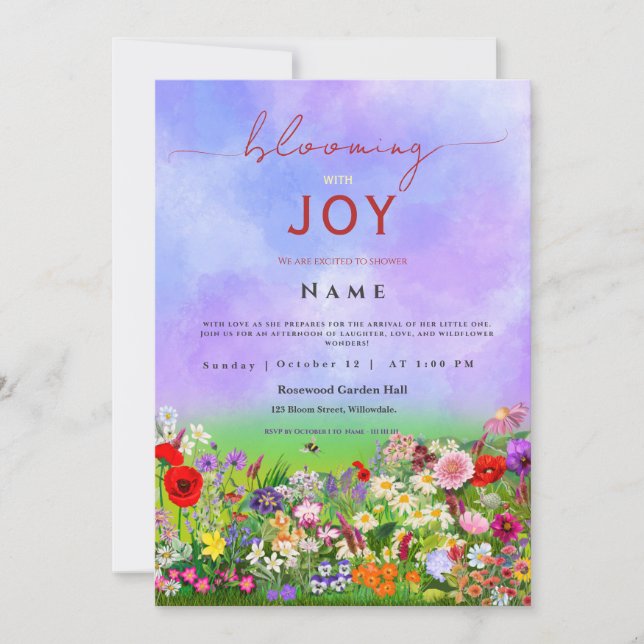 Convites O bebê de flor selvagem no sangue é neutro (Frente)