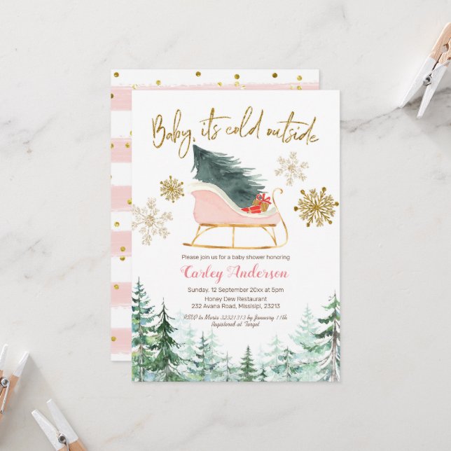 Convites O bebê do inverno de Natal é frio lá fora (Frente/Verso In Situ)