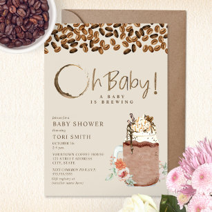 Convites O Bebê Está A Criar Café Forçado, Chá de fraldas