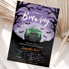 Convites O Bebê Está Cozinhando Churrasco de Halloween Roxo