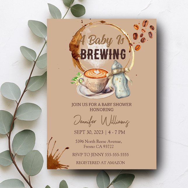Convites O Bebê Está Fazendo Chá de fraldas De Café (Baby is Brewing Coffee Baby Shower Invitation)