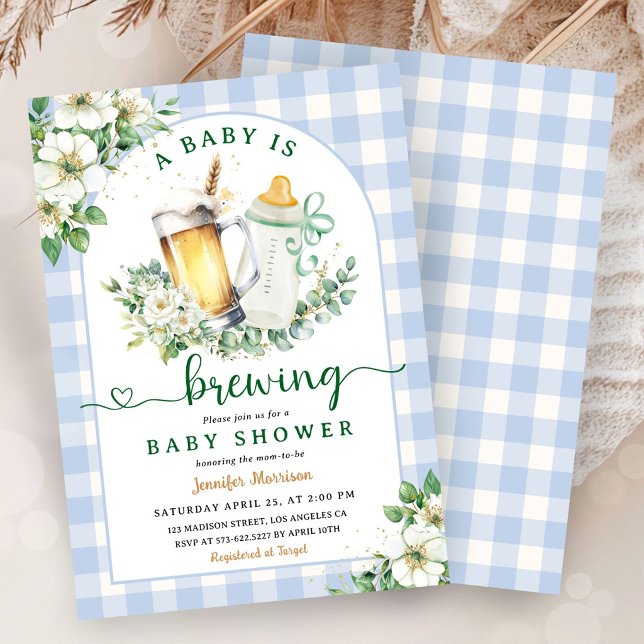 Convites O Bebê Está Preparando Cerveja Chuvinha de Bebê Me (Criador carregado)