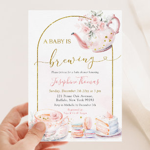 Convites O Bebê Floral Rosa está a criar Chá de fraldas par