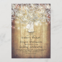 O bebê respira Mason Jar Rustic e Casamento vintag
