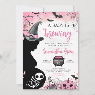Convites O Bebê Rosa Está A Criar Chá de fraldas De Hallowe