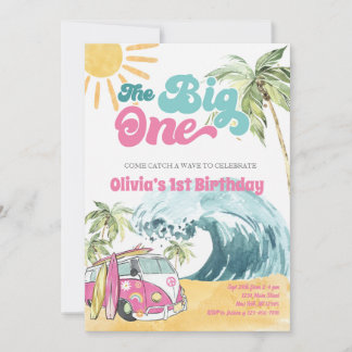 Convites O BIG ONE First Birthday-Beach Surfing Party