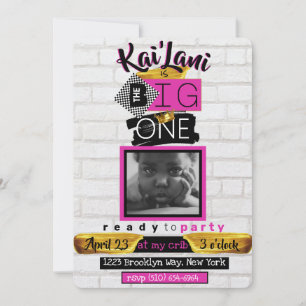 Convites O BIG One Hip Hop Retro primeiro aniversario Foto