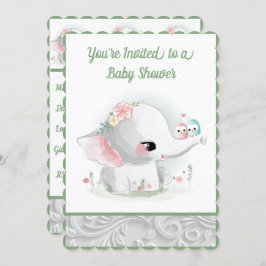 Convites O Bonito Bebê Branco ou Elefante