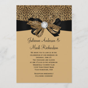 Convites O branco do leopardo Jewels o casamento da fita