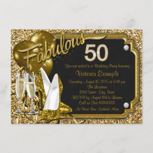 Convites O brilho Dourado calça a festa de aniversário 50