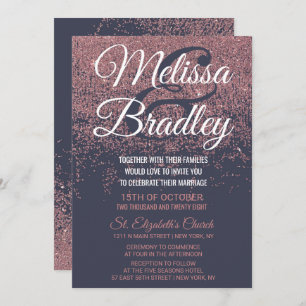 Convites O brilho Dourado cor-de-rosa Sparkles casamento