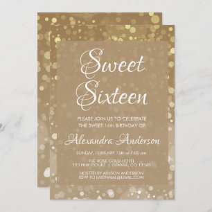 Convites O brilho Dourado da faísca ilumina o aniversário