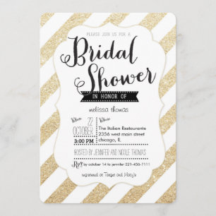 Convites O brilho Dourado listra o chá de panela