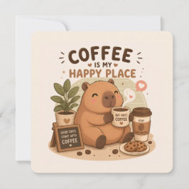 Convites O Café É Meu Lugar Feliz Capivara Fofa Amor Pelo C