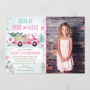 Convites O Caminhão Vermelho De Inverno Passou O Aniversári