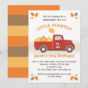 Convites O Caminhão Vermelho Pumpkins deixa cair Festa de 