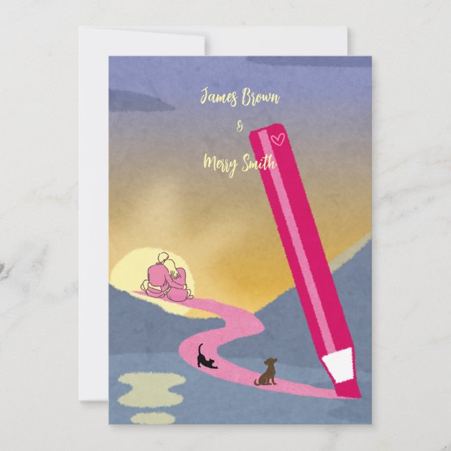 Convites O Caminho que Desenhar o casamento (Frente)