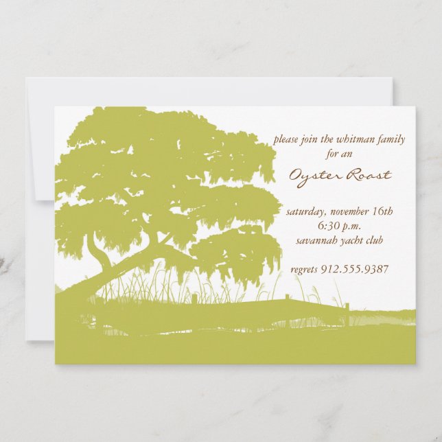 Convites O carvalho drapejado com musgo espanhol pelo (Frente)