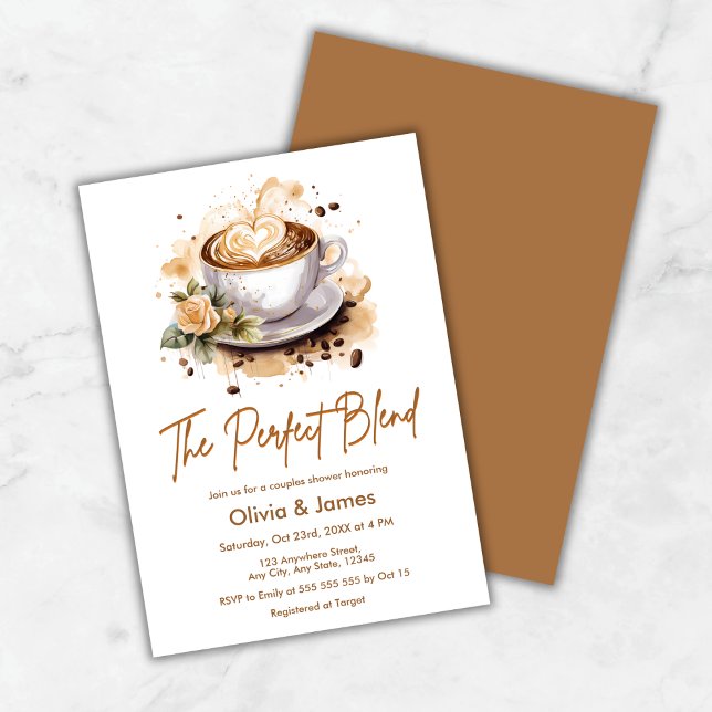 Convites O Casal de Noivos Chá de Bebê Café A Combinação Pe (The Perfect Blend Coffee Wedding Couples Shower Invitation )
