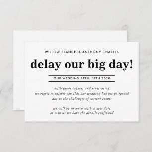 Convites O CASAMENTO ADIADO atrasa nossas informações simpl