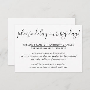 Convites O CASAMENTO ADIADO atrasa nossas informações simpl