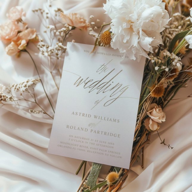 Convites O Casamento Da Caligrafia Dourada Faux (Criador carregado)