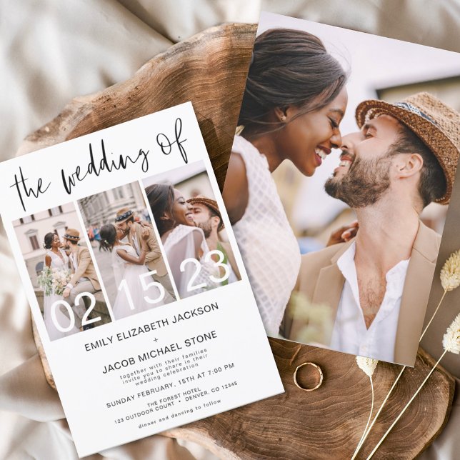 Convites O Casamento da Foto Simples Branco Minimalista (Criador carregado)