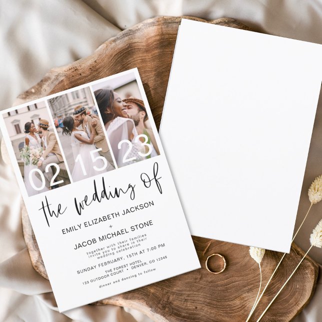Convites O Casamento da Foto Simples Branco Minimalista (Criador carregado)