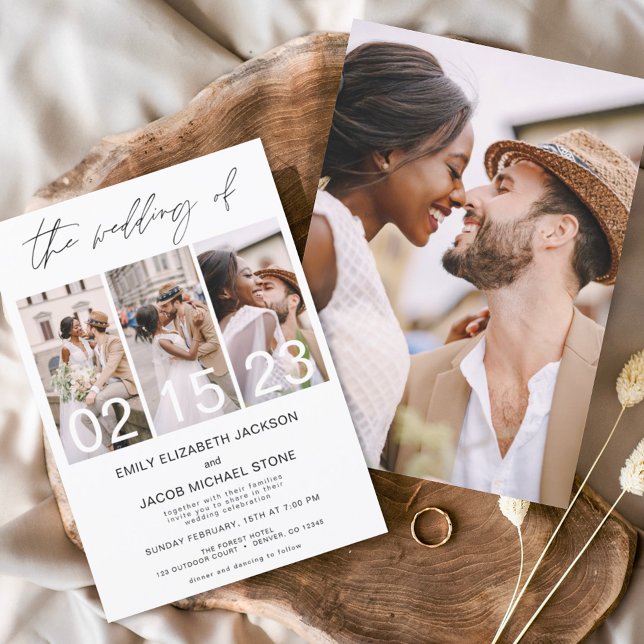 Convites O Casamento da Foto Simples Branco Minimalista (Criador carregado)