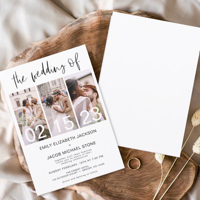 Convites O Casamento da Foto Simples Branco Minimalista (Criador carregado)