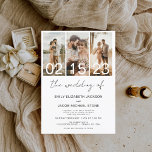 Convites O Casamento da Foto Simples Branco Minimalista<br><div class="desc">O Casamento do Moderno Elegante Quatro (4) Colagem de Fotos e Grande Convocação Minimalista de Casamento. Os cartões de convite para o casamento contêm uma tipografia moderna que é elegante,  simples e moderna para usar depois de você celebrar o dia de casamento simples e minimalista.</div>