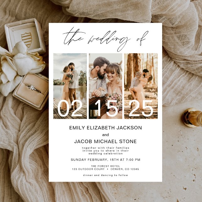 Convites O Casamento da Foto Simples Branco Minimalista (Criador carregado)