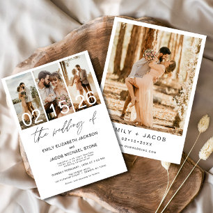 Convites O Casamento de Casamento Branco Minimalista de Fot