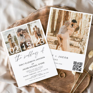 Convites O Casamento de Código QR da Foto: Elegante Minimal