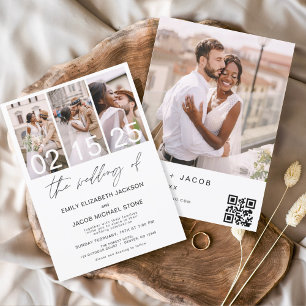 Convites O Casamento de Código QR da Foto: Elegante Minimal
