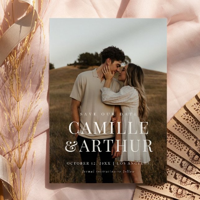 Convites O casamento de Na moda do Elegante de Foto Moderno (Criador carregado)