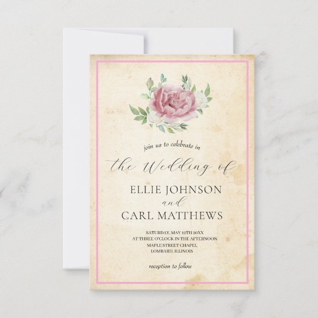 Convites O Casamento de Rosa desbotado (Frente)