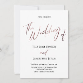 Convites O Casamento De Rose Gold Handwriting Simple